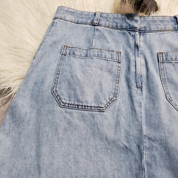 GAP light wash denim skirt A-line 4 pockets jeans - Picture 3 of 8